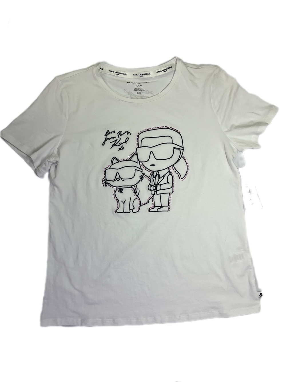 Karl Lagerfeld White Tee with Cat
